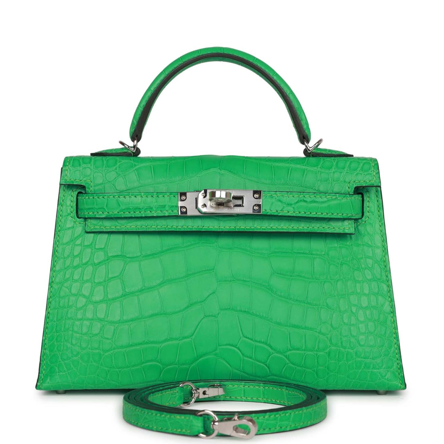 Hermes Kelly 20 Sellier Vert Comics Matte Alligator Palladium Hardware