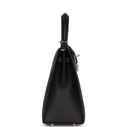 Hermes Kelly 25 Sellier Black Epsom Palladium Hardware