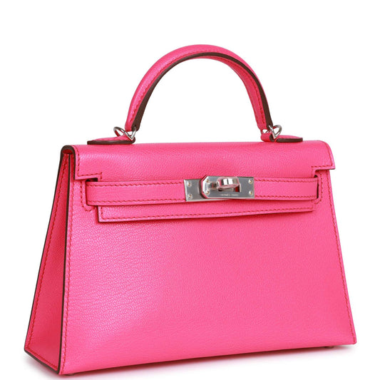 Hermes Kelly 20 Sellier Rose Pop Chevre Chamkila Palladium Hardware