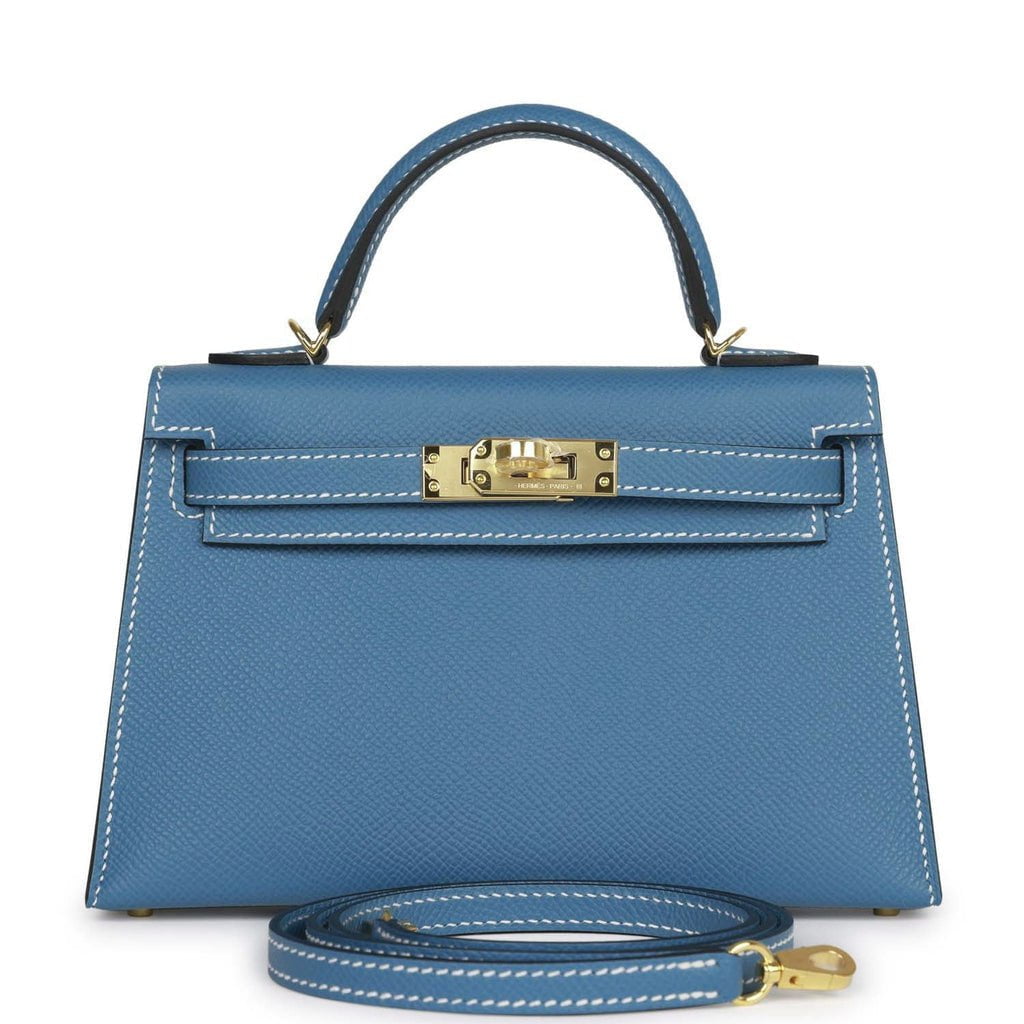 Hermes Kelly 20 Sellier Blue Jean Epsom Gold Hardware