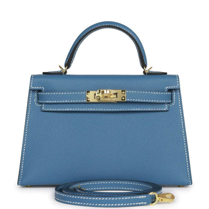 Hermes Kelly 20 Sellier Blue Jean Epsom Gold Hardware
