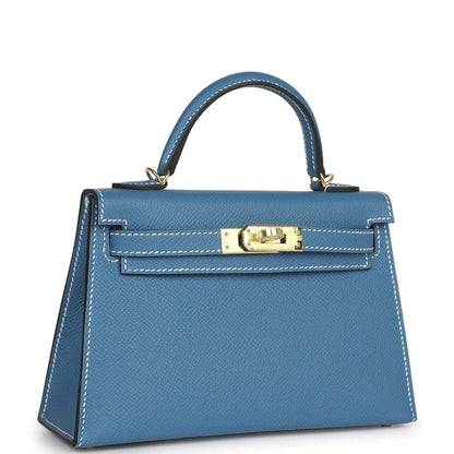 Hermes Kelly 20 Sellier Blue Jean Epsom Gold Hardware