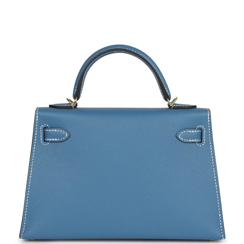 Hermes Kelly 20 Sellier Blue Jean Epsom Gold Hardware