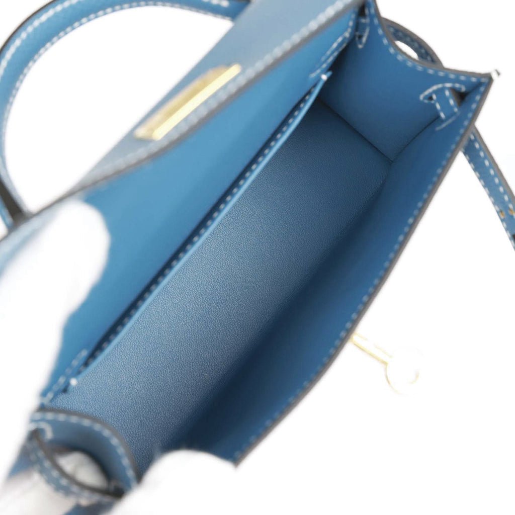 Hermes Kelly 20 Sellier Blue Jean Epsom Gold Hardware
