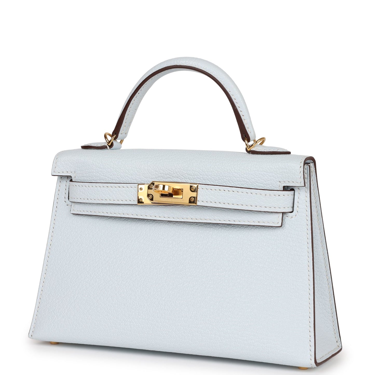 Hermes Kelly 20 Sellier Bleu Brume Chevre Gold Hardware