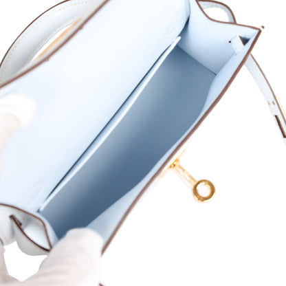 Hermes Kelly 20 Sellier Bleu Brume Chevre Gold Hardware
