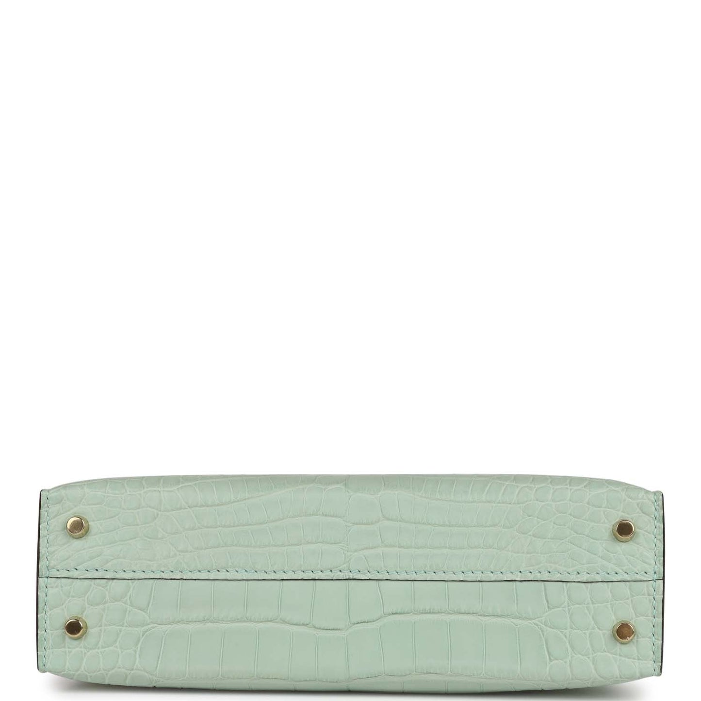 Hermes Special Order (HSS) Kelly 20 Sellier Vert D'Eau and Gris Perle Matte Alligator Permabrass Hardware