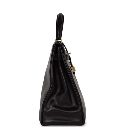 Hermes Kelly 35 Retourne Black Box Gold Hardware