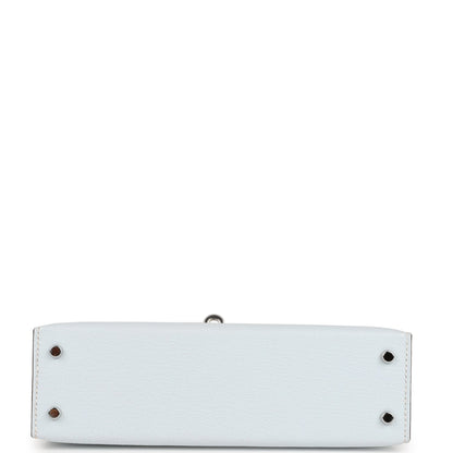 Hermes Kelly 20 Sellier Bleu Brume Chevre Palladium Hardware
