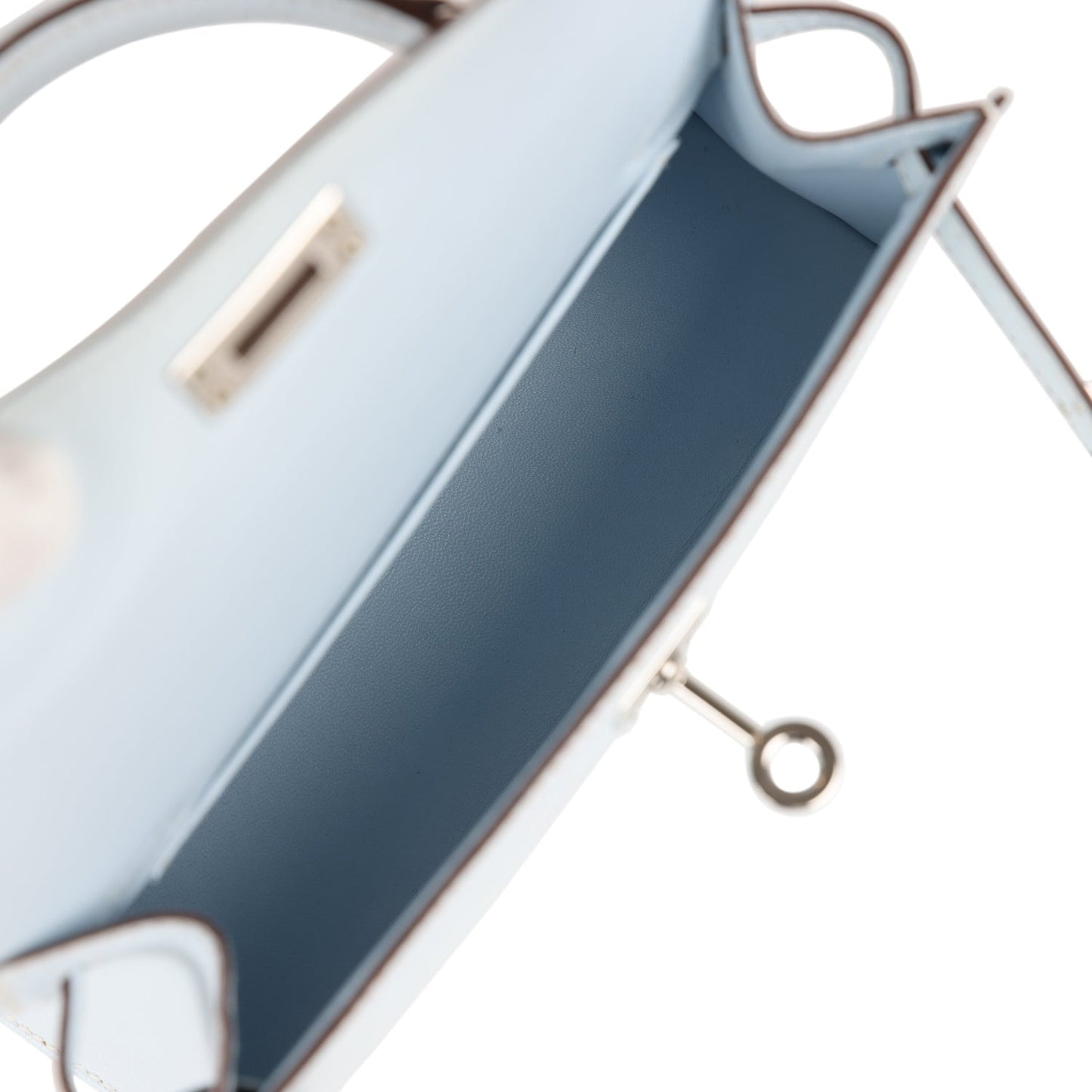 Hermes Kelly 20 Sellier Bleu Brume Chevre Palladium Hardware