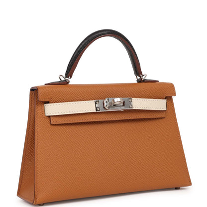 Hermes Kelly 20 Sellier Tri-color Gold, Black and Nata Epsom Palladium Hardware