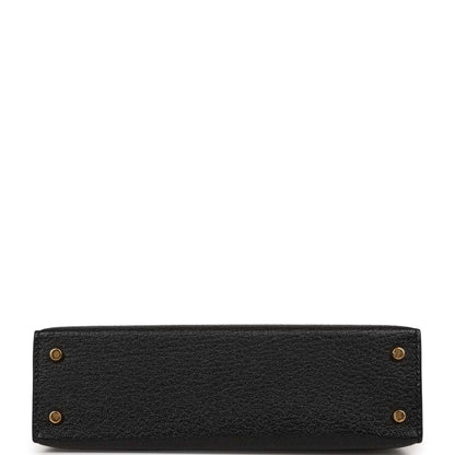 Hermes HSS Kelly 20 Sellier Black and Gris Perle Chevre Mysore Gold Hardware