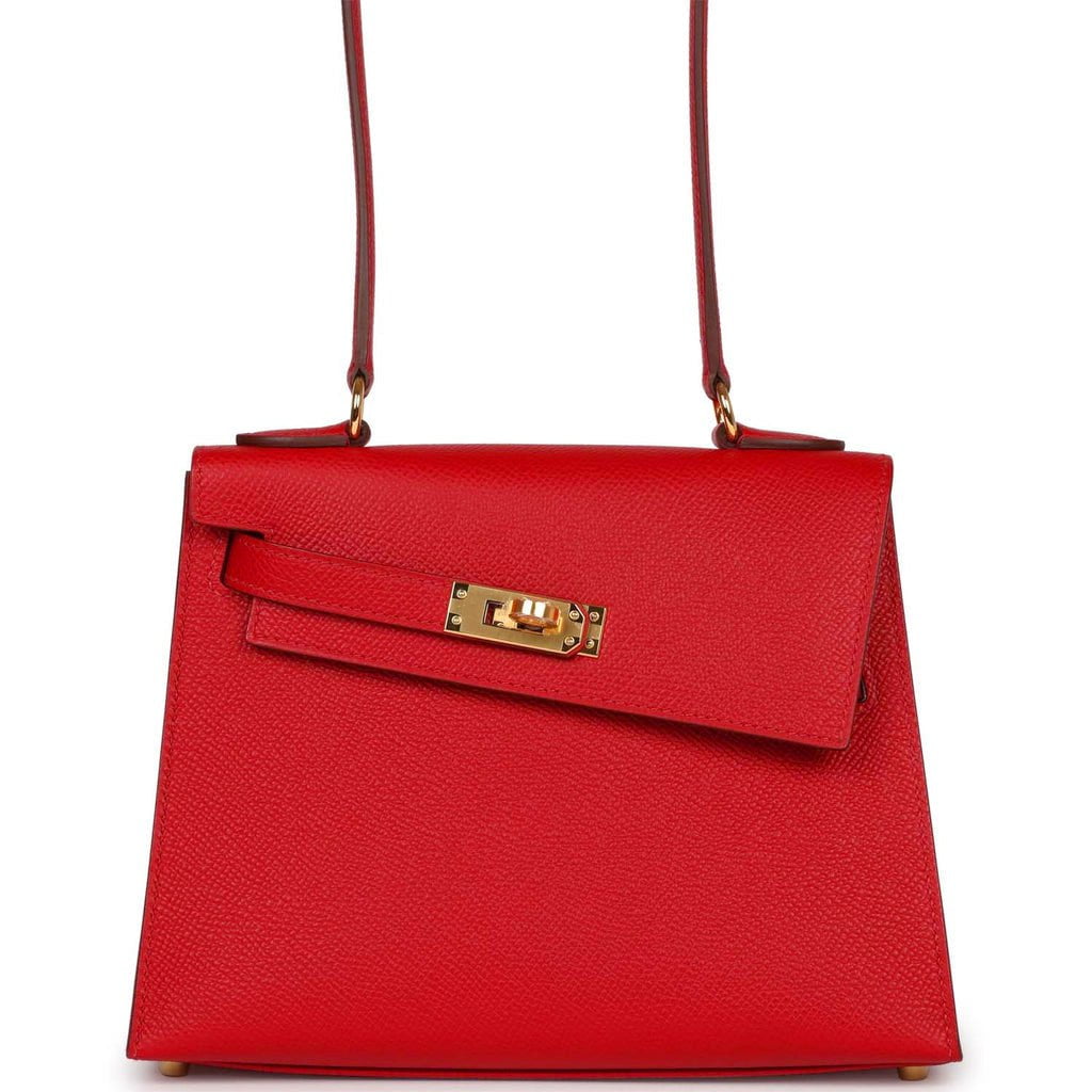 Hermes Kelly 20 Sellier en Desordre Rouge De Coeur Epsom Gold Hardware