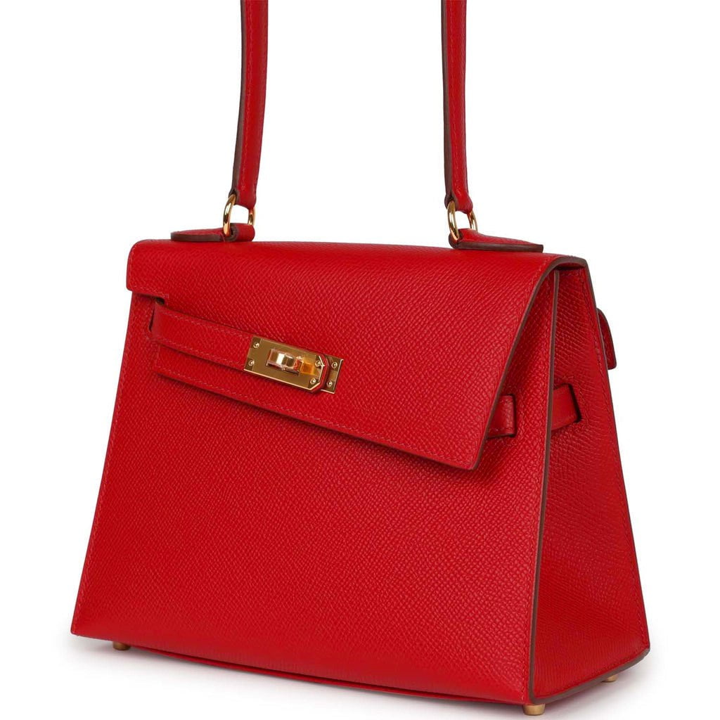 Hermes Kelly 20 Sellier en Desordre Rouge De Coeur Epsom Gold Hardware