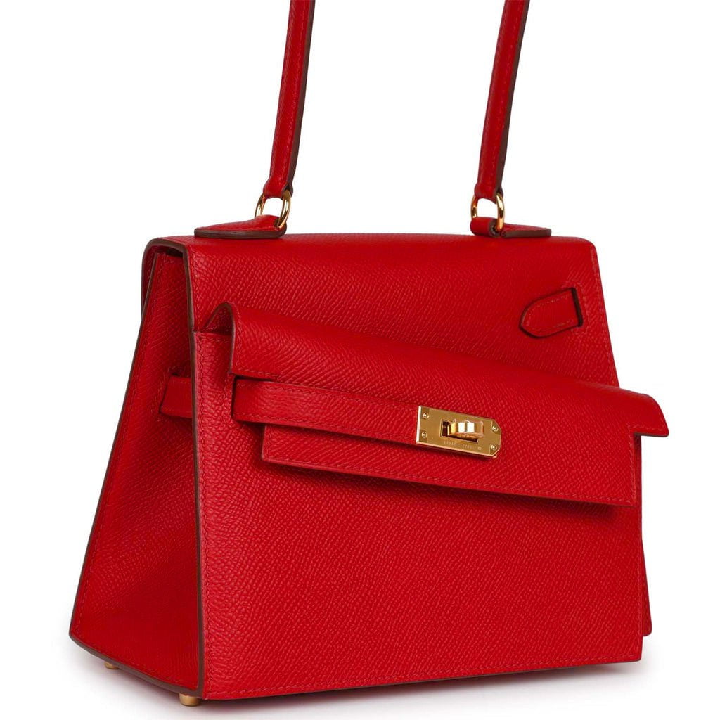 Hermes Kelly 20 Sellier en Desordre Rouge De Coeur Epsom Gold Hardware