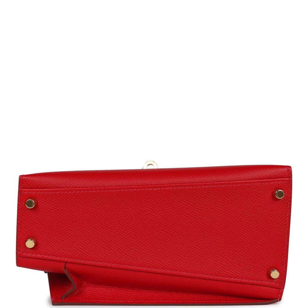 Hermes Kelly 20 Sellier en Desordre Rouge De Coeur Epsom Gold Hardware