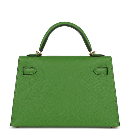 Hermes Kelly 20 Sellier Vert Yucca Epsom Gold Hardware
