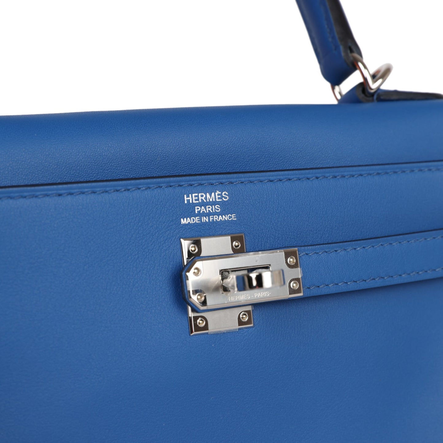 Hermes Kelly 25 Retourne Bleu France Swift Palladium Hardware