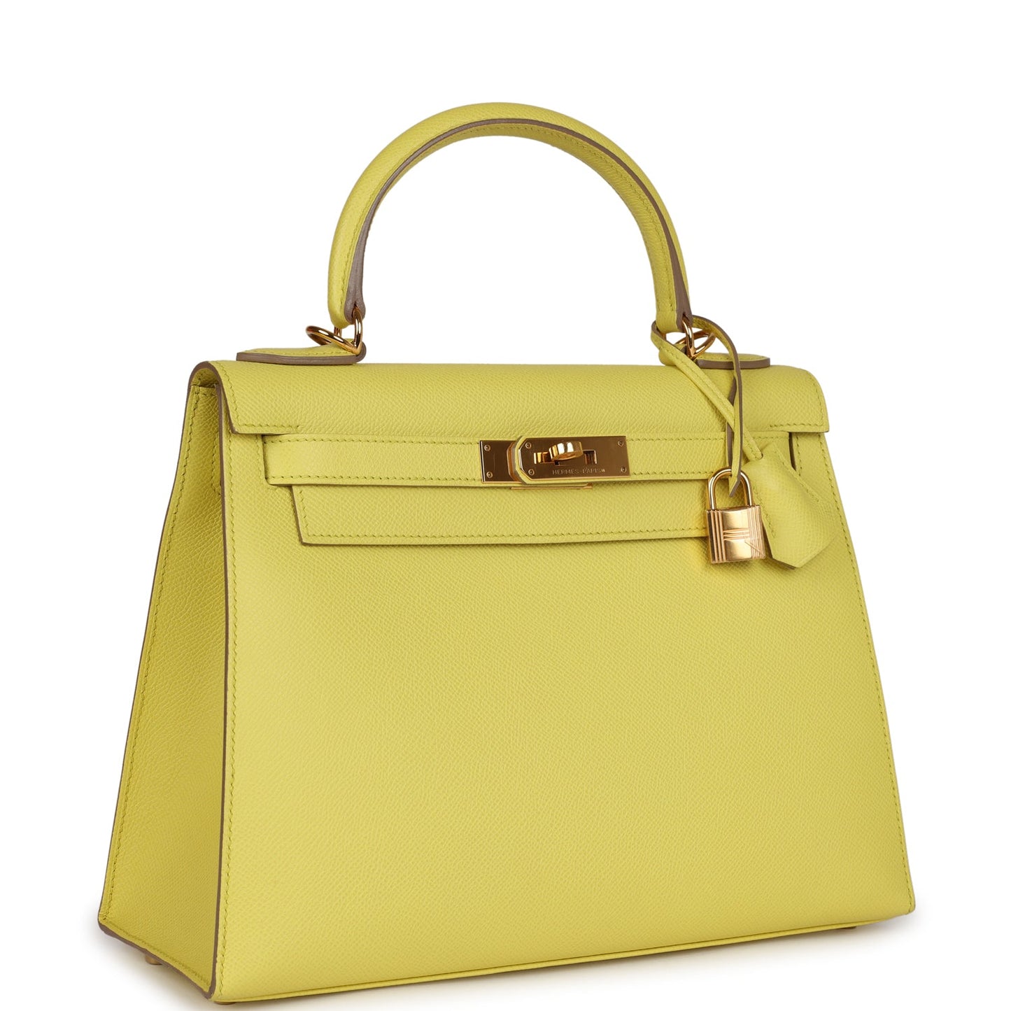 Pre-owned Hermes Kelly Sellier 28 Soufre Epsom Gold Hardware