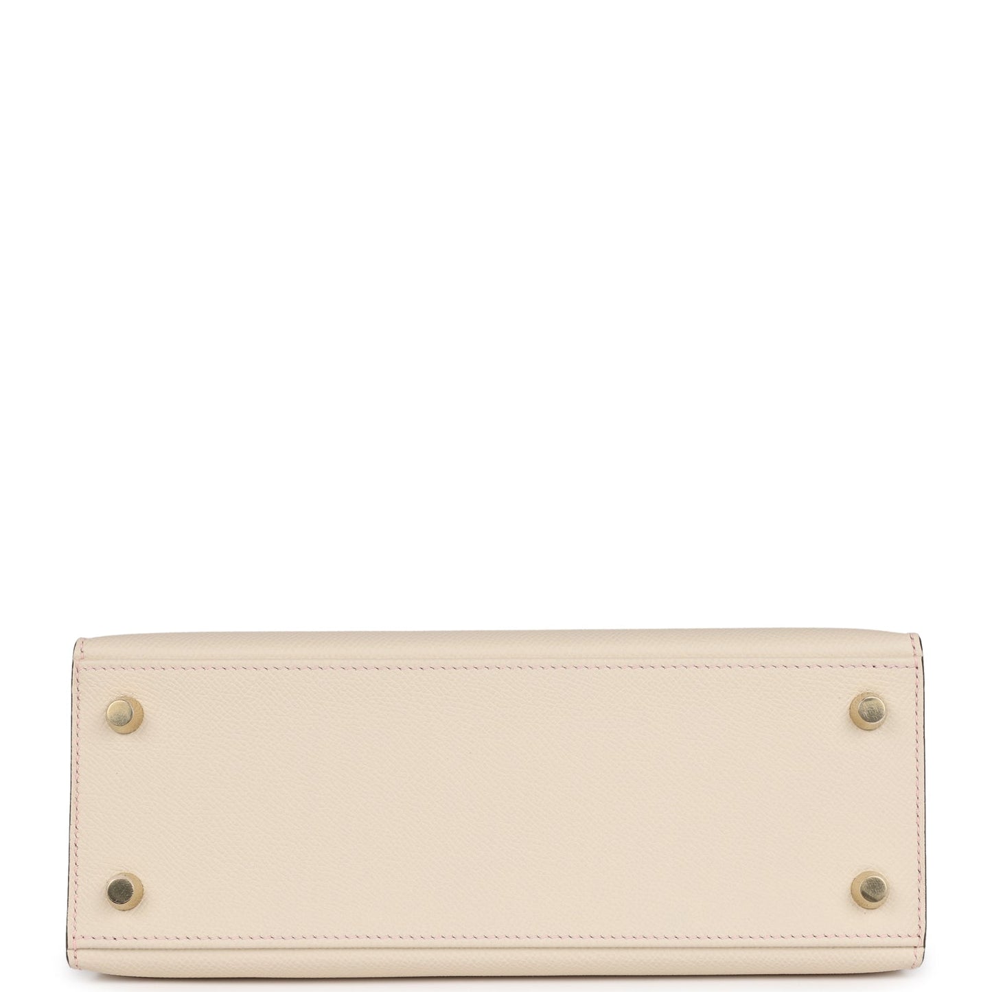 Hermes Special Order (HSS) Kelly Sellier 25 Craie and Bleu Glacier Epsom Brushed Gold Hardware