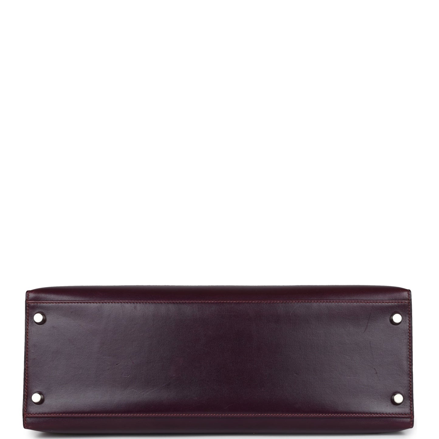 Vintage Hermes Kelly Sellier 35 Raisin Box Palladium Hardware