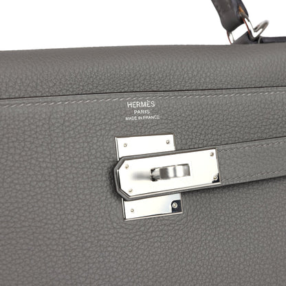 Hermes Kelly Retourne 28 Gris Meyer Togo Palladium Hardware