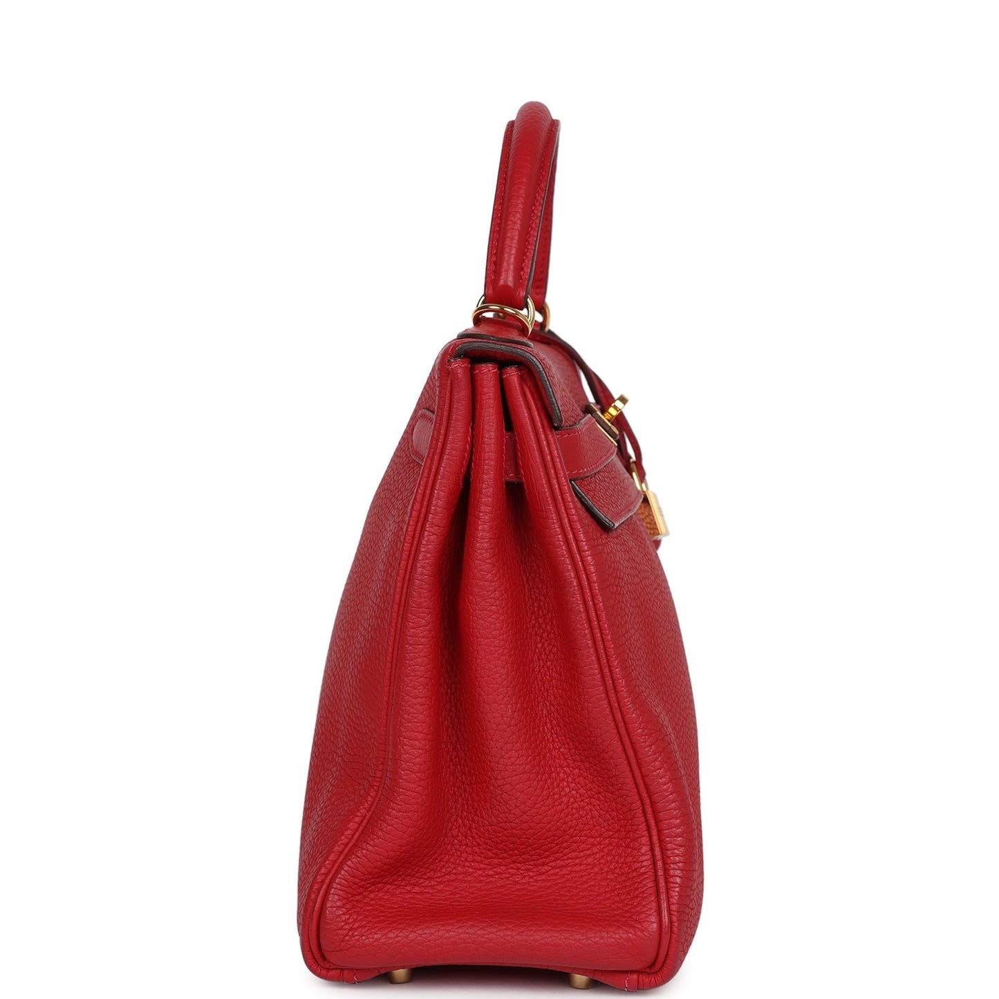 Pre-owned Hermes Kelly Retourne 32 Vermillion Clemence Gold Hardware