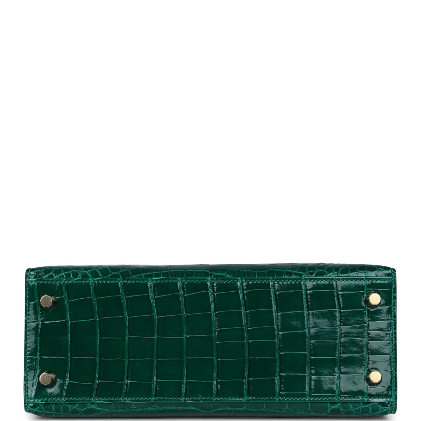 Pre-owned Hermes Kelly Sellier 25 Emerald Shiny Alligator Gold Hardware