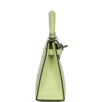 Hermes Kelly 20 Sellier Jaune Bourgeon Matte Alligator Palladium Hardware