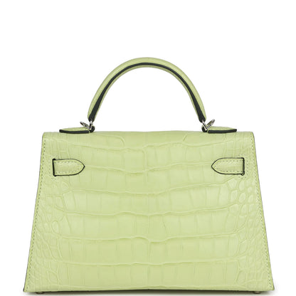 Hermes Kelly 20 Sellier Jaune Bourgeon Matte Alligator Palladium Hardware