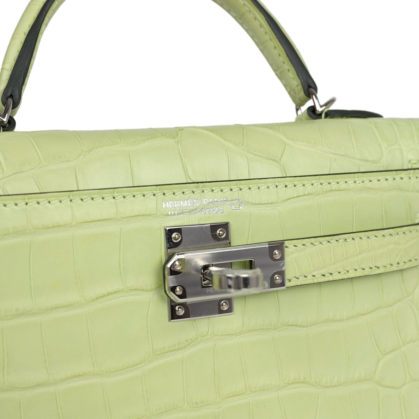 Hermes Kelly 20 Sellier Jaune Bourgeon Matte Alligator Palladium Hardware