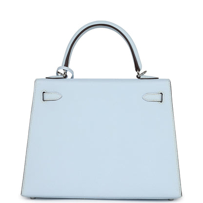 Hermes Kelly Sellier 25 Bleu Brume Epsom Palladium Hardware