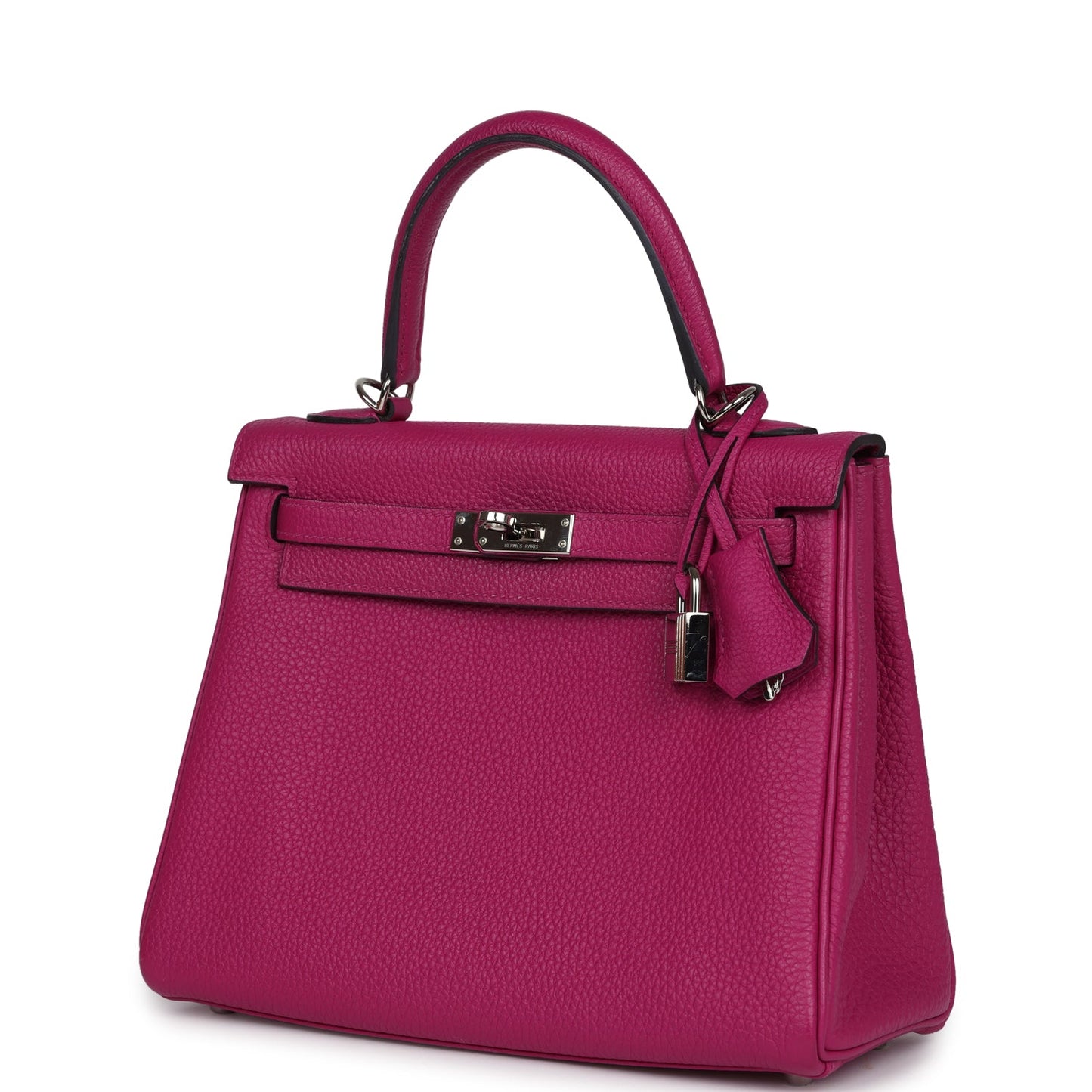 Pre-owned Hermes Kelly Retourne 25 Rose Pourpre Togo Palladium Hardware