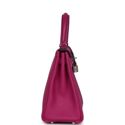 Pre-owned Hermes Kelly Retourne 25 Rose Pourpre Togo Palladium Hardware
