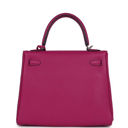 Pre-owned Hermes Kelly Retourne 25 Rose Pourpre Togo Palladium Hardware