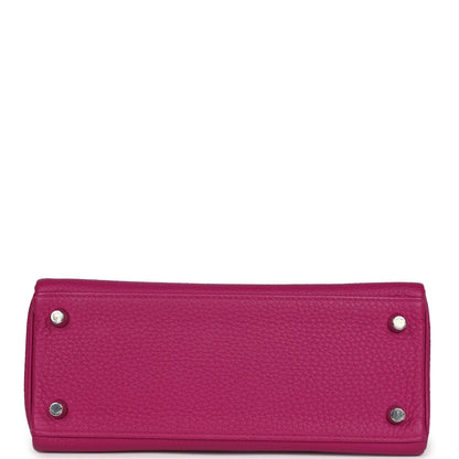 Pre-owned Hermes Kelly Retourne 25 Rose Pourpre Togo Palladium Hardware