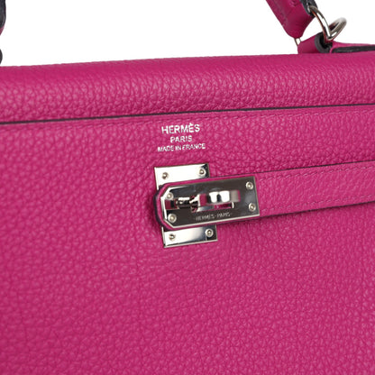 Pre-owned Hermes Kelly Retourne 25 Rose Pourpre Togo Palladium Hardware