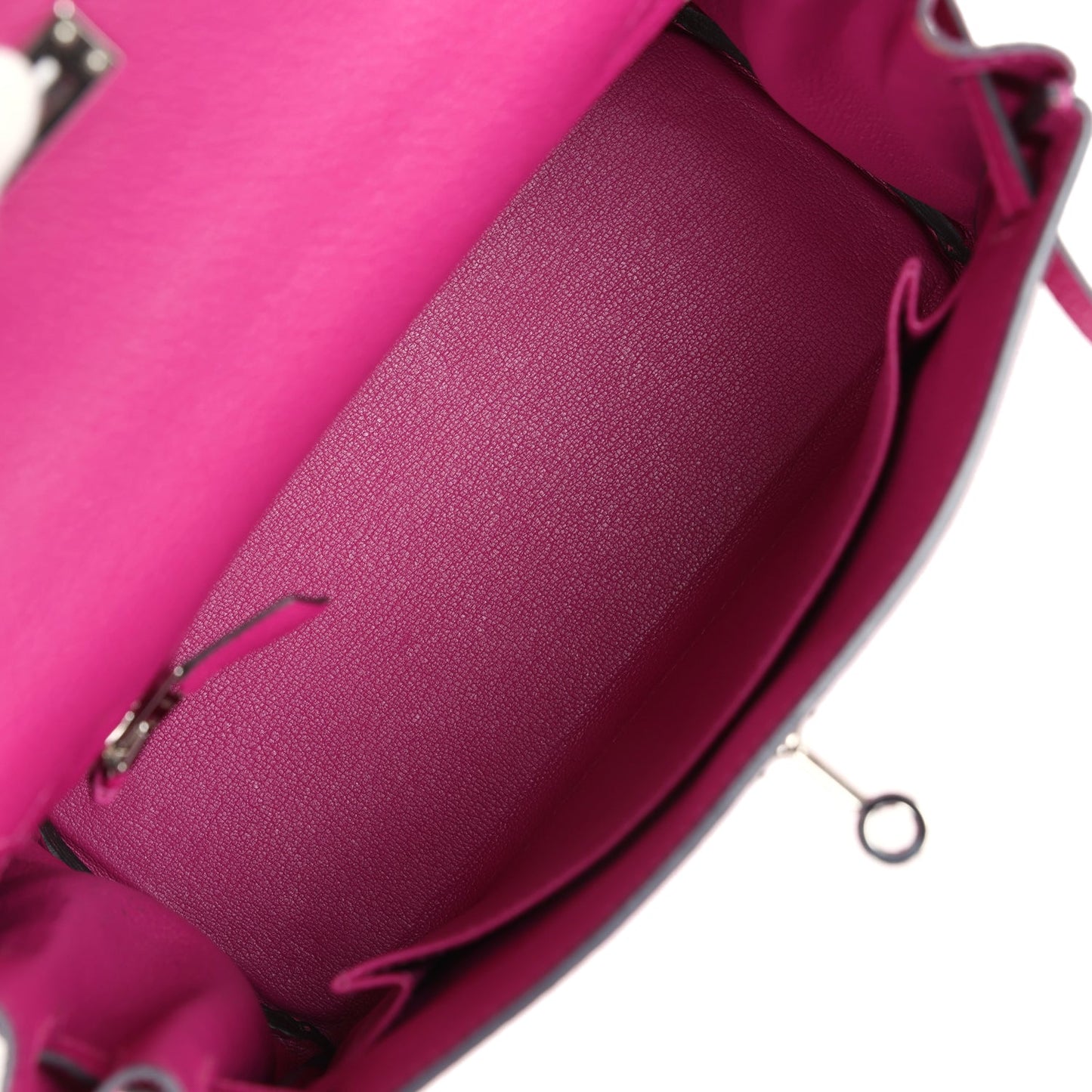 Pre-owned Hermes Kelly Retourne 25 Rose Pourpre Togo Palladium Hardware