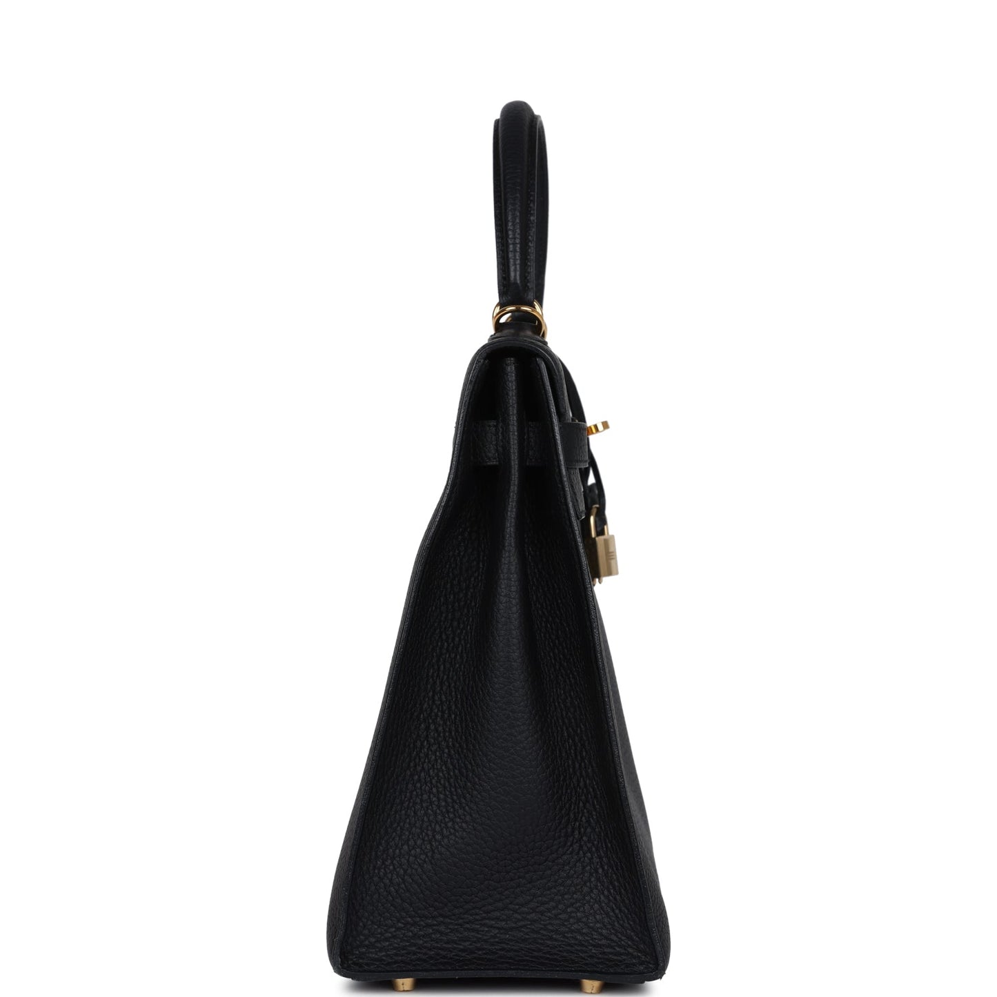 Vintage Hermes Kelly Sellier 35 Black Fjord Gold Hardware