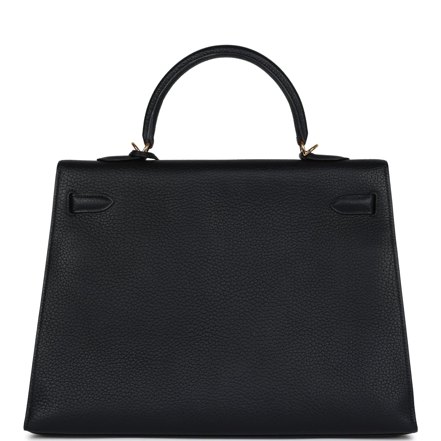 Vintage Hermes Kelly Sellier 35 Black Fjord Gold Hardware