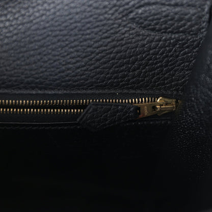 Vintage Hermes Kelly Sellier 35 Black Fjord Gold Hardware