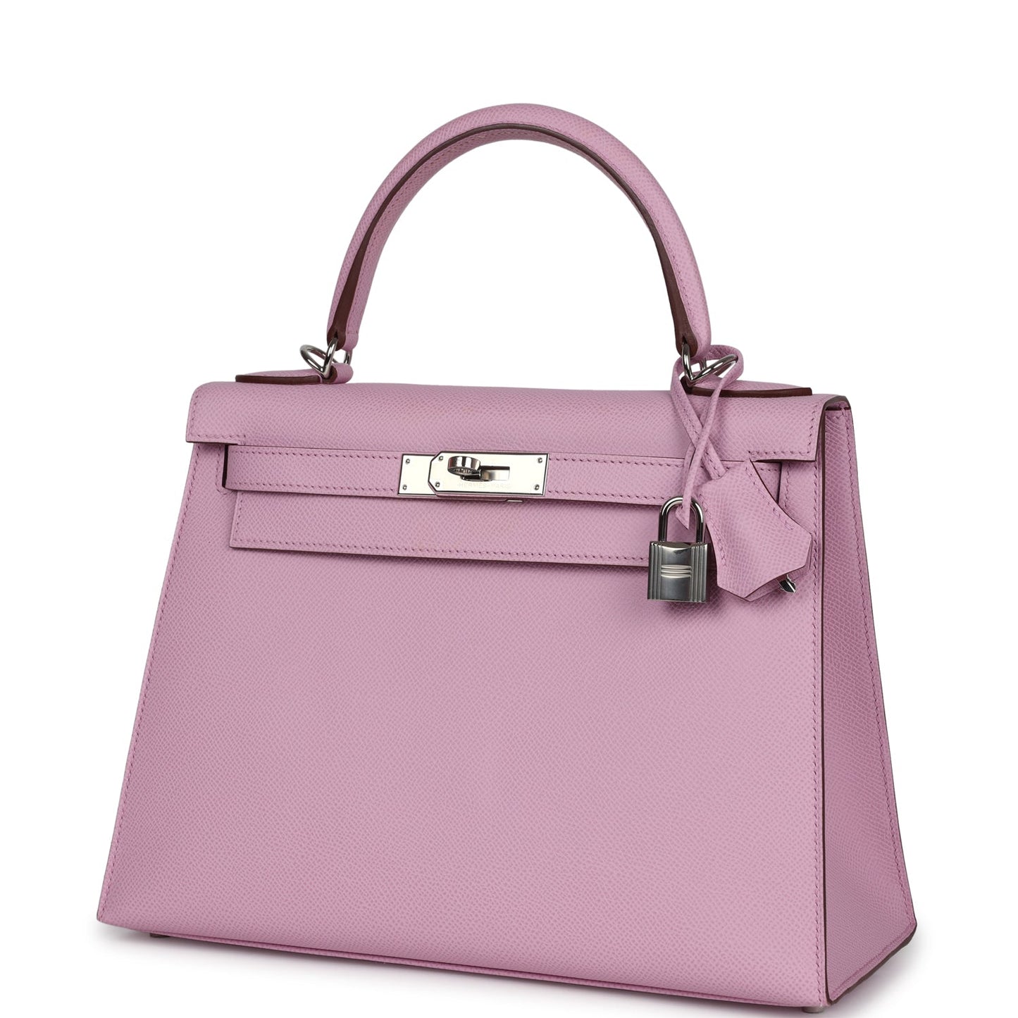 Pre-owned Hermes Kelly Sellier 28 Mauve Sylvestre Epsom Palladium Hardware