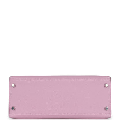 Pre-owned Hermes Kelly Sellier 28 Mauve Sylvestre Epsom Palladium Hardware