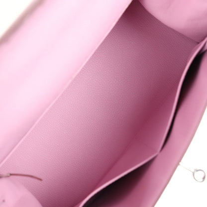 Pre-owned Hermes Kelly Sellier 28 Mauve Sylvestre Epsom Palladium Hardware