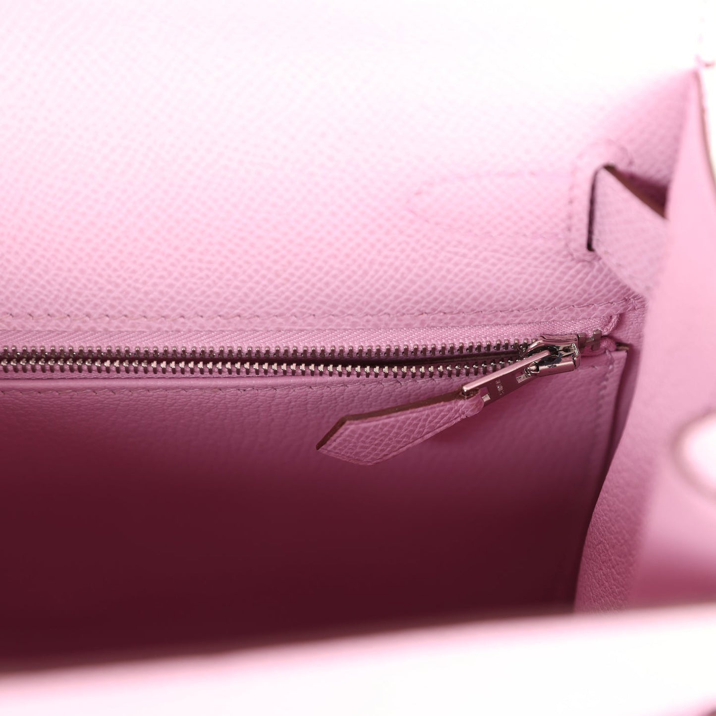 Pre-owned Hermes Kelly Sellier 28 Mauve Sylvestre Epsom Palladium Hardware