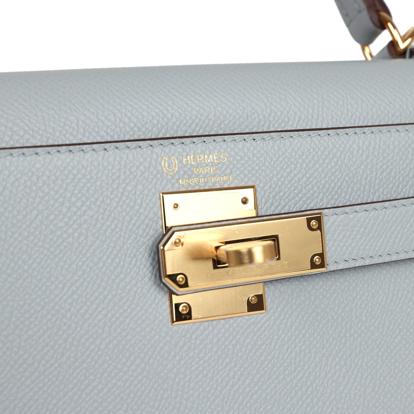 Hermes Special Order (HSS) Kelly Sellier 28 Bleu Glacier Verso Epsom Gold Hardware