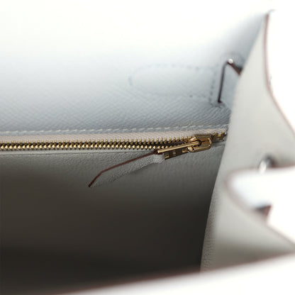 Hermes Special Order (HSS) Kelly Sellier 28 Bleu Glacier Verso Epsom Gold Hardware