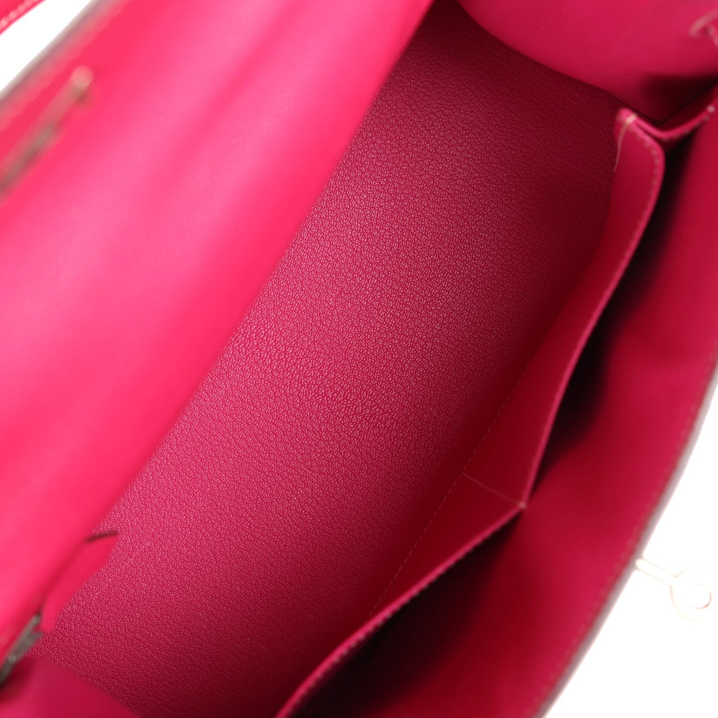 Pre-owned Hermes Kelly Sellier 28 Rose Tyrien Epsom Palladium Hardware