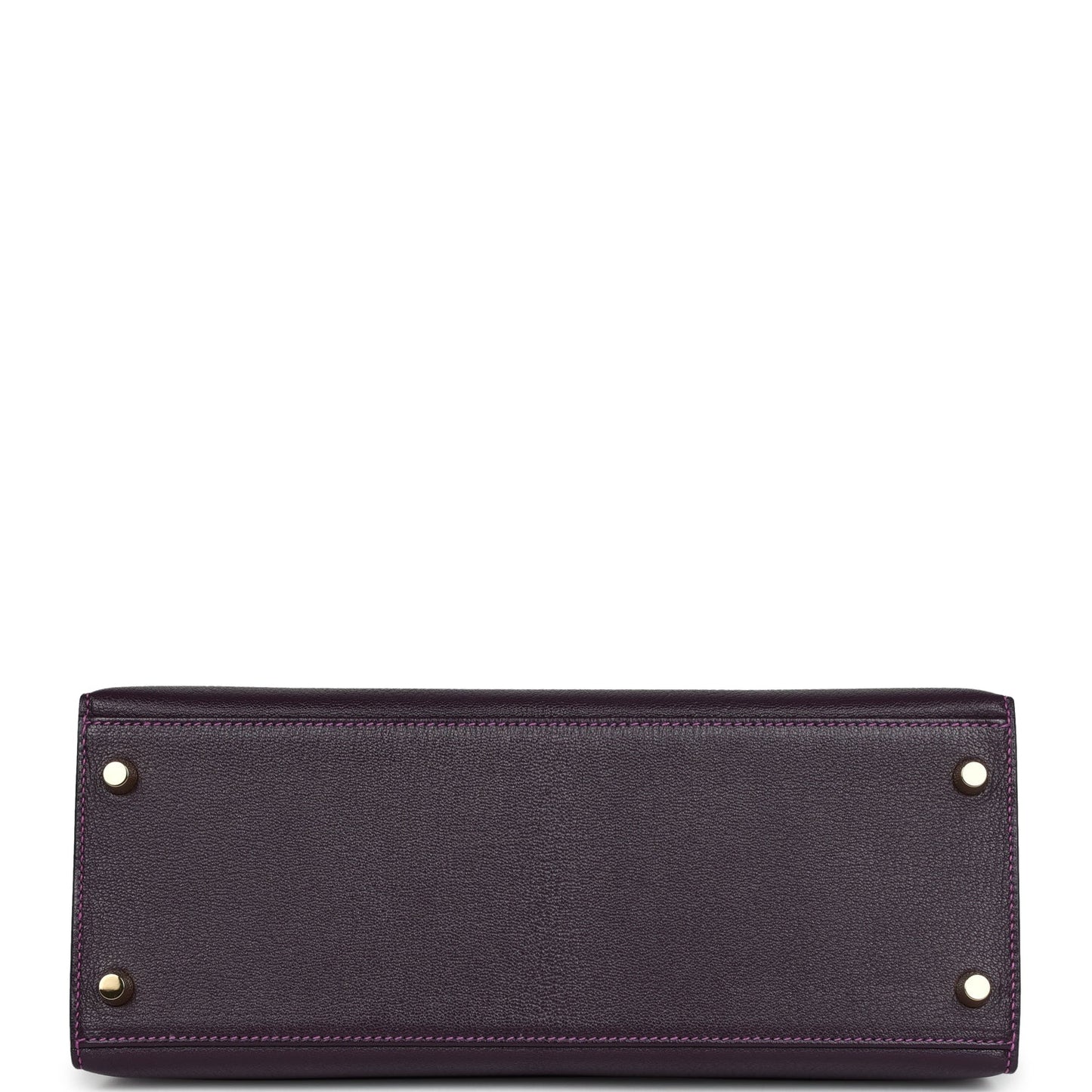 Pre-owned Hermes Special Order (HSS) Kelly Sellier 28 Raisin Verso Chevre Brushed Gold Hardware