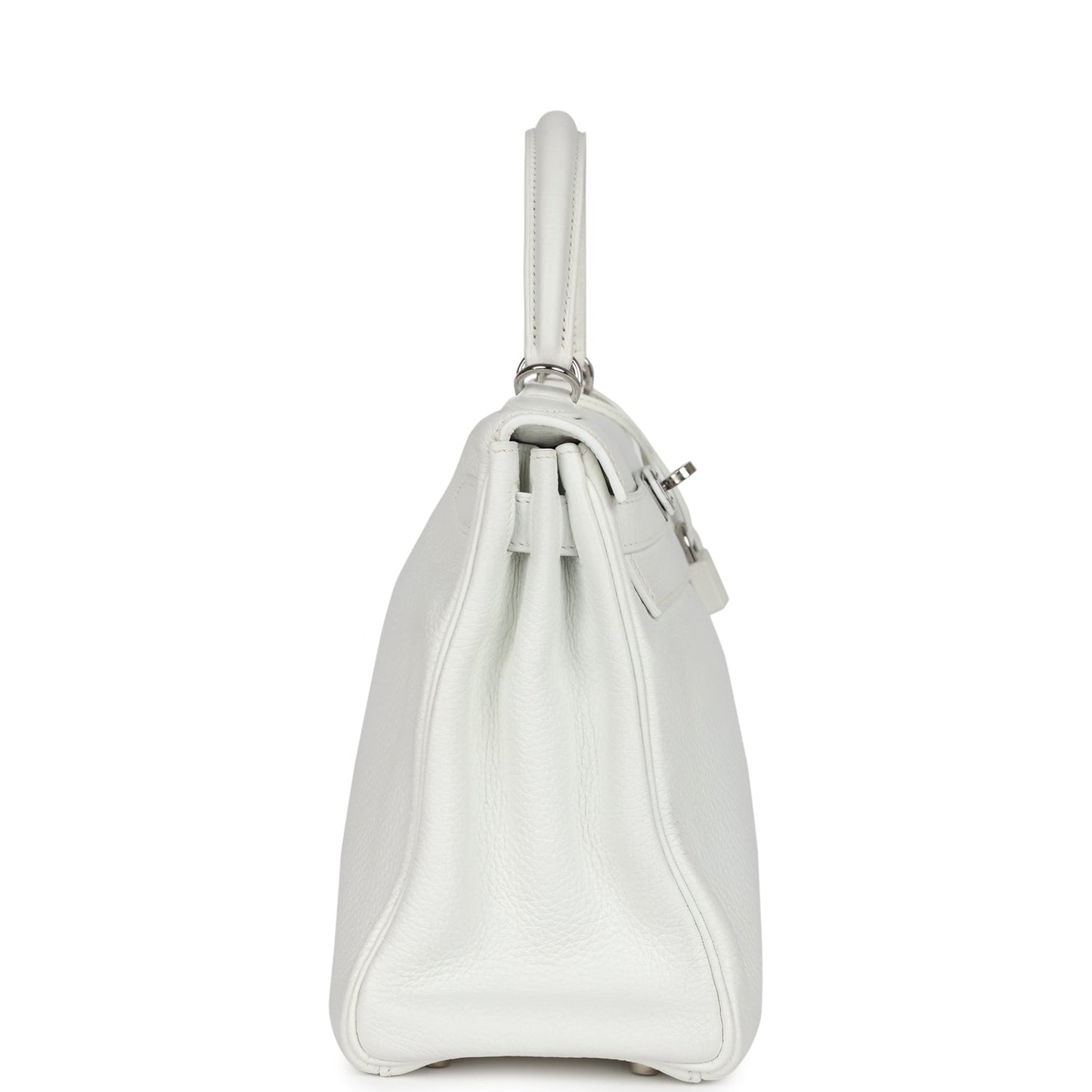 Vintage Hermes Kelly Retourne 28 White Clemence Palladium Hardware